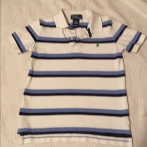 Dark and light blue strip polo shirt